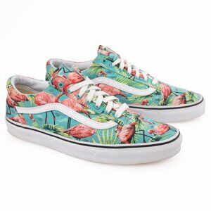 EUC Tropical Flamingos & Palms Print Vans Sneakers W 10.5 M 9
